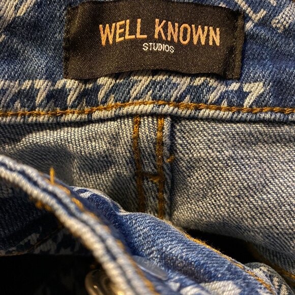WELL KNOWN Houndstooth Skinny Jeans Denim Blue Cotton Blend 40 x 36 NWT $245 - Picture 10 of 10